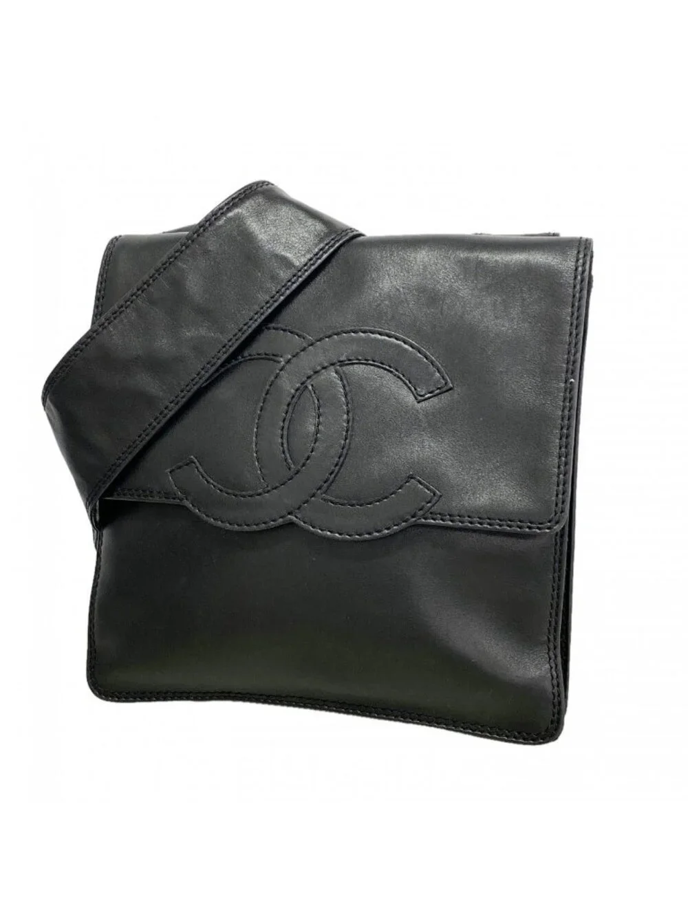 Chanel Shoulder Bag Lambskin Black Gold